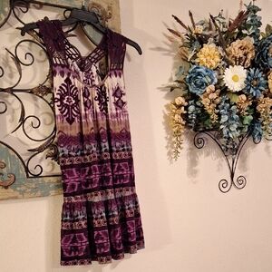 VENUS Purple/Brn/Tan Patterned Sundress. Excellent Condition NWOT Size Medium